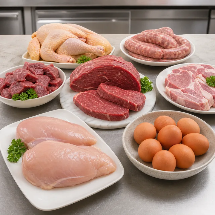 Ingredientes organizados para producción